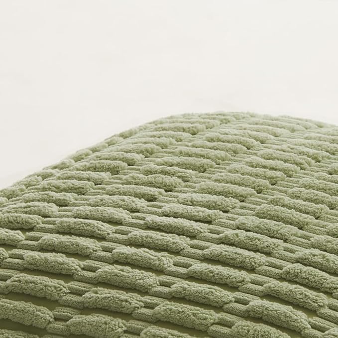 Fancy Homi 4 Packs Sage Green Decorative Throw Pillow Covers 16x16 Inch for Living Room Couch Bed Sofa, Rustic Farmhouse Boho Home Decor Soft Plush Striped Corduroy Square Cushion Case 40x40 cm
