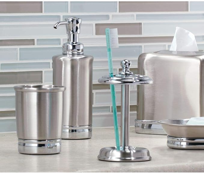 iDesign York Metal Soap Saver, Holder Tray for Bathroom Counter, Shower, Kitchen, 4" x 5.5" x 1.5", Brushed Stainless Steel