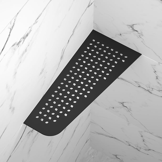 Corner Shower Shelf 12" Matte Black 304 Stainless Steel Quadrilateral Corner Shelf Heavy Duty Recessed Bathroom Black Shelf No Drilling Needed