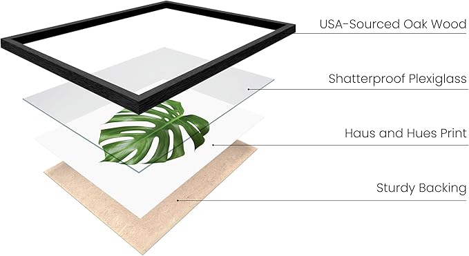 HAUS AND HUES Plant Wall Art - Set of 4 Plant Pictures Wall Art and Green Wall Art Collection, Botanical Prints, Sage Green Leaves Paintings For Wall, Minimalist Wall Art (Black Frame, 11x14)