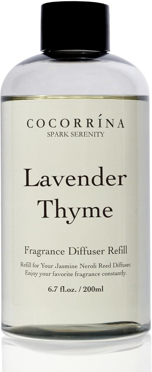 COCORRÍNA Refill - Lavender Thyme 6.7oz Scented Reed Diffuser Refill with 8 Sticks