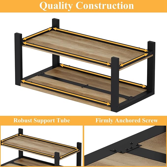 BON AUGURE Wood Coffee Table, Rectangle Coffee Tables for Living Room, Farmhouse Living Room Center Tables, Low Cocktail Tea Table with Rounded Corner (Vintage Oak, 43 Inch)