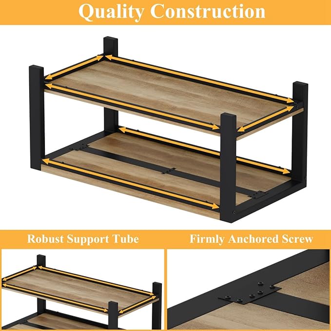 BON AUGURE Wood Coffee Table, Rectangle Coffee Tables for Living Room, Farmhouse Living Room Center Tables, Low Cocktail Tea Table with Rounded Corner (Vintage Oak, 43 Inch)