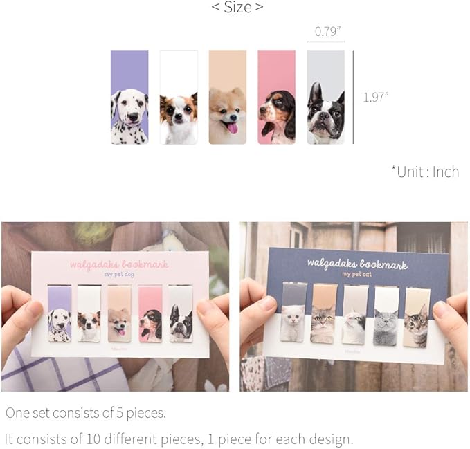 Monolike Magnetic Bookmarks My pet Dog + Cat, 10 Pieces