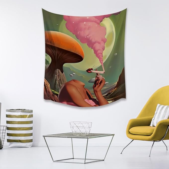 Retro Surreal Mushroom Vintage Trend preppy room decor Tapestry wall art Vintage Hanging with Wall Aesthetic Tapestry Decor Wall Hanging for Bedroom and Dorm Decor 70x90inch