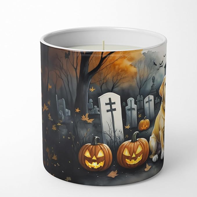 Caroline's Treasures DAC2060CDL Yellow Labrador Retriever Spooky Halloween Decorative Soy Candle Nature Soy Wax Essential Oil Home Decor Ideal for Bedroom Kitchen Bath Office Gift, 10 oz