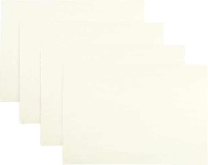 D'Moksha Homes Linen Ivory Placemats Set of 8-100% Pure Linen Placemats 14 x 19 Inch for Summer - Handcrafted and Machine Washable
