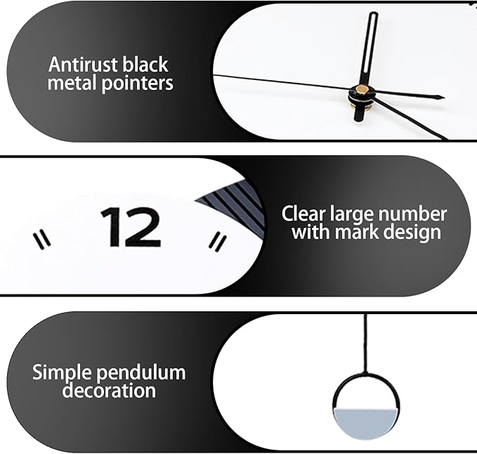 Decorative Wall Clock with Pendulum, Silent Quartz Battery Operated, Large Wall Clock for Living Room, Kitchen, Home, Bathroom, Bedroom Wall Decor,15x20.5 inch