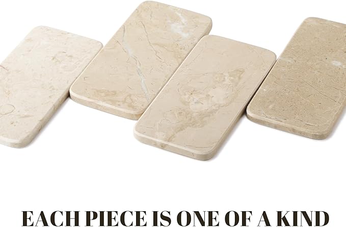 Koville Luxury Natural Turkish Marble Tray, Set of 2 Small Decorative Tray, Soap Dispenser Tray for Kitchen Sink, Bathroom Vanity Trays for Counter