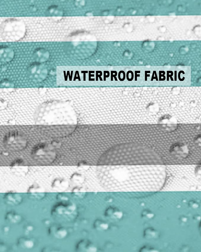 Outdoor Waterproof Throw Pillow Covers Set of 2 Grey Teal Stripes Decorative Outdoor Pillows Cushion Case 24x24 Inch Classic Striped Patio Pillows for Couch Sofa Bed Garden Office Home Decor