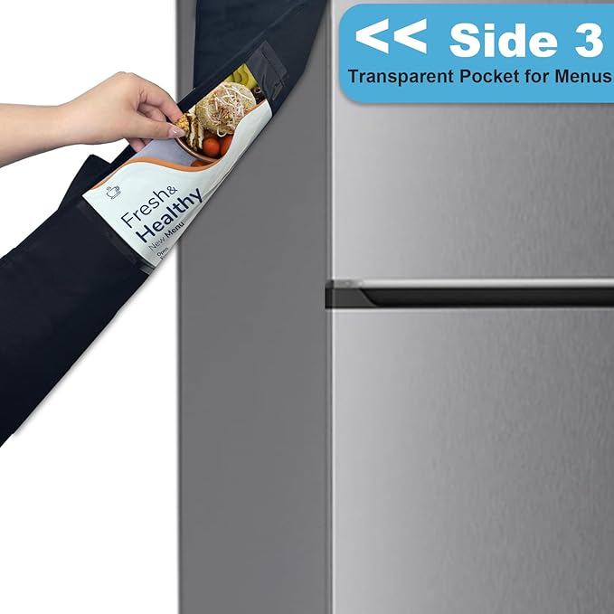 homyfort Mini Fridge Organizer, Over The Fridge Storage Organizer with 14 Pockets, College Dorm Storage for Office, Kitchen, Home, School, Black