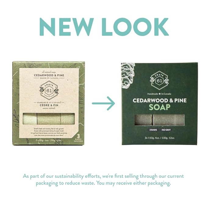Handmade in Canada, Plant Based Cold Process Natural Bar Soap For Face And Body, With Premium Essential Oils, For Men And Women 3 Pack (Cedarwood Pine)
