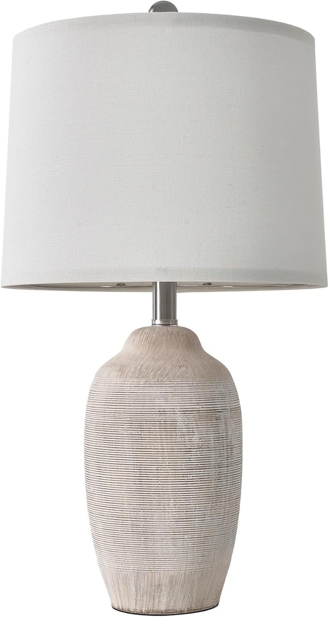 24.5" Vintage Ceramic Pot Table Lamp, Farmhouse Rustic Lamp for Living Room,Single Bedside Lamp for Bedroom, End Tables and Nightstand