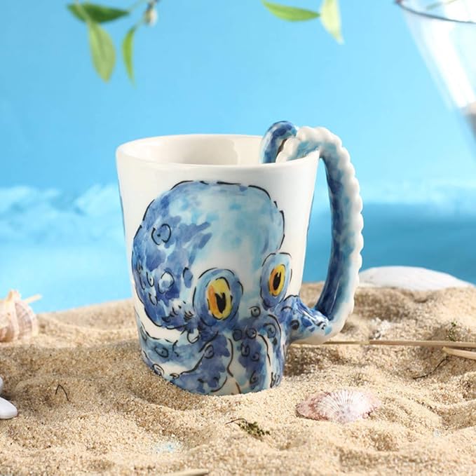 Hand-painted Animals Ceramic Mug (13.66oz) (Octopus)