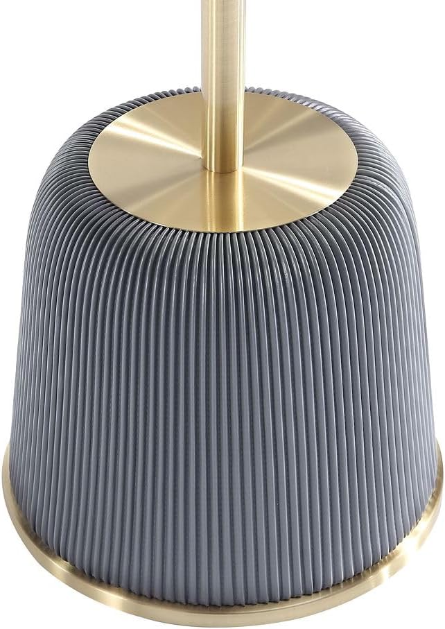 Manhattan Comfort Anderson Modern 15.75" Round End Tables 1.0 - Elegant Leatherette Upholstered Base with Pleated Design & Gold Steel Tabletop, Fully Assembled Accent Furniture, Set of 1, Grey