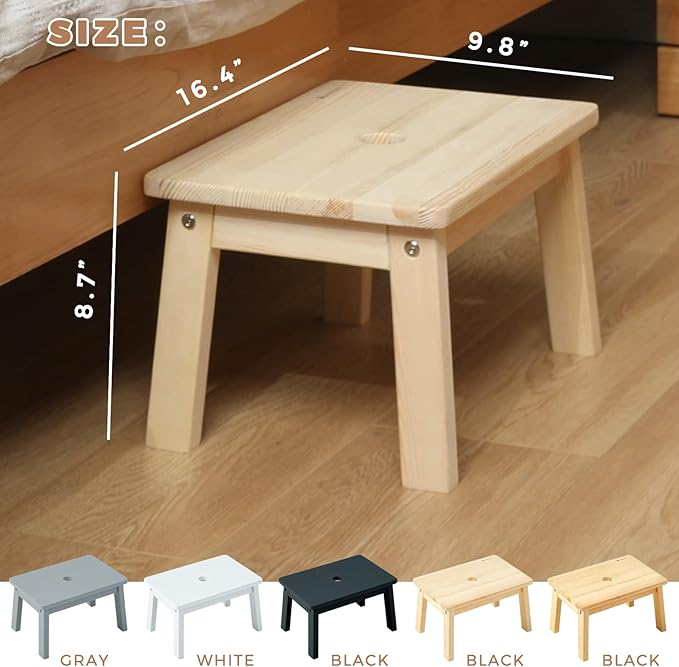 HOUCHICS Wooden Step Stool for Kids,Solid Birch for Kitchen Bedroom Living Room Bathroom Toilet Nursery Toddlers Potty Training Stool with Non-Slip Pads and 220lb Load Capacity (Natural