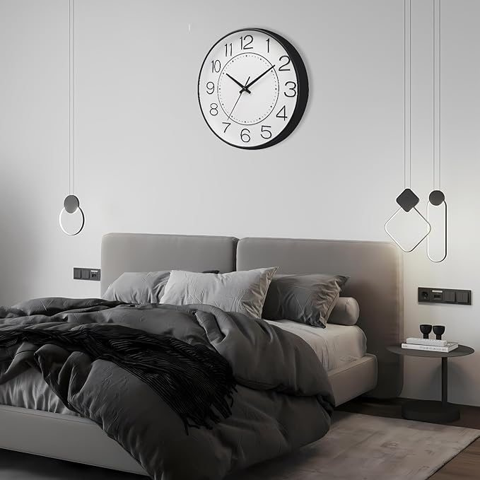 HZDHCLH Modern Wall Clocks Battery Operated,10 inch White Clock for Wall,Silent Small Wall Clock for Living Room Bedroom Kitchen Office Nursery Decor