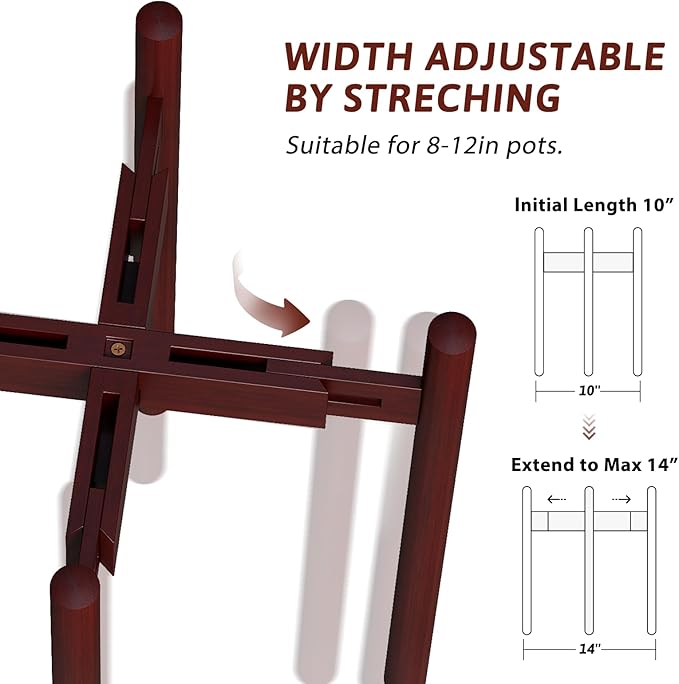 Adjustable Plant Stand Bamboo Reddish Brown Long Tall