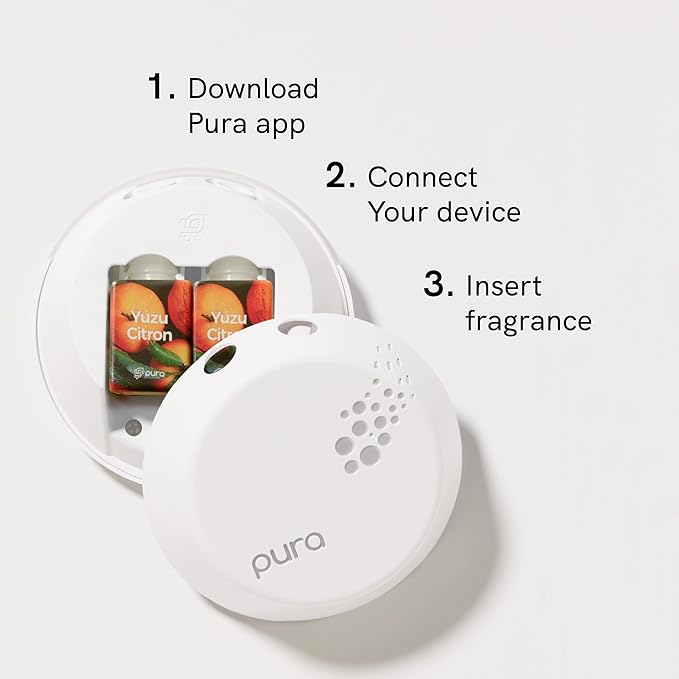 Pura Smart Home Fragrance Device Starter Set V3 - Scent Diffuser for Homes, Bedrooms & Living Rooms - Fragrance Aroma Diffuser with Light - Apartment & Household Essential - Kenneth Cole