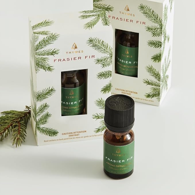 Thymes Electric Oil Diffuser Refill - Home Fragrance Oil Refill for Plug in Air Fresheners for Home - Use for Electric Scent Diffuser - Long Lasting Scent (Frasier Fir, 0.25 fl oz)