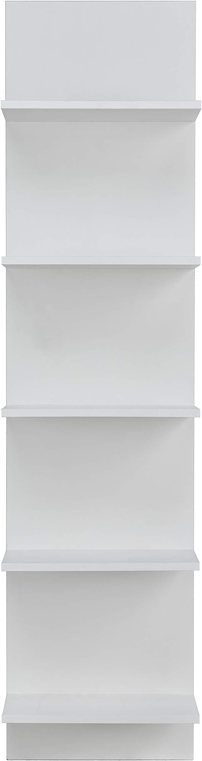Danya B. Narrow Decorative Wall Mount Vertical Shelving Unit – Modern Column with 5 Shelves Home or Office for Books, Décor Display (White)