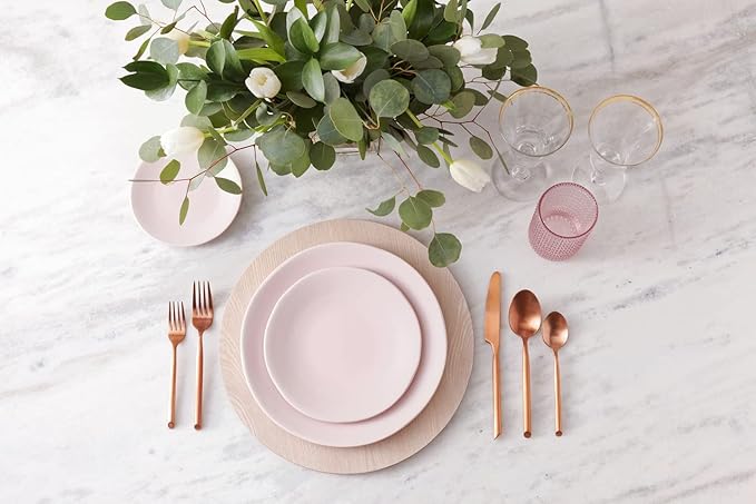 Fortessa Vitraluxe Dinnerware Heirloom Matte Finish Show Plate 12-Inch, Blush, Set of 4