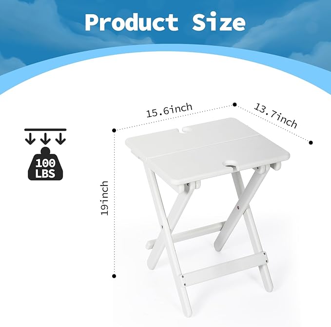 nalone Portable Folding Side Table, Outdoor Adirondack Side Table with X-Type Frame, HDPE Small Patio Table, Weather Resistant End Table for Camping, Balcony and Garden