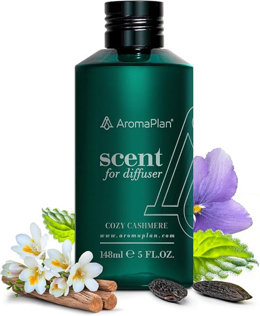 Aromaplan Hotel Scents Cozy Cashmere 5 Fl Oz (148ml), Home Luxury Aroma & Hotel Fragrance Diffuser Oil- Hotel Diffuser Oil for Aromatherapy- USA Made, Bigger Bottle, Bolder Aroma & Longer Lasting