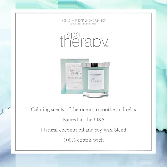 Gilchrist & Soames Spa Therapy Luxury Candle (8oz), Calming Scents of The Ocean - USA Poured, Coconut Oil and Soy Wax Blend, Cotton Wick