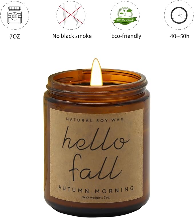 Lihome Fall Decorations for Home - Fall Candles, Fall Gifts for Women, Natural Soy Wax Autumn Morning Scented Candles