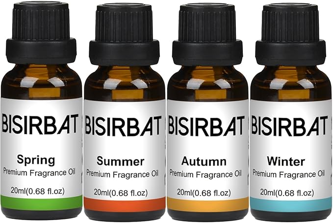 Fragrance Oil Set Seasonal - Blend Essential Oils for Diffusers for Home, for Candle Making, Soap Making, 20mlx4 Premium Essential Oil Set - Aromatherapy Oils - Spring, Summer, Fall, Winter