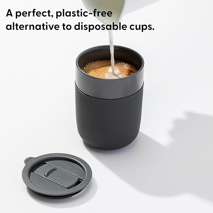 W&P Porter Ceramic Mug w/ Protective Silicone Sleeve, Cream 12 Ounces | On-the-Go | No Seal Tight | Reusable Cup for Coffee or Tea | Portable | Dishwasher Safe (WP-PMC-CM)
