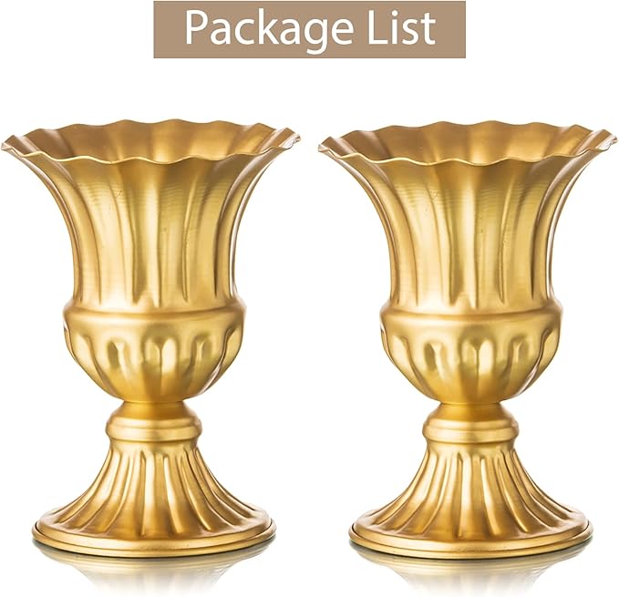 Sziqiqi Vintage Vase for Flowers Decorative Plant Pots for Table Centerpieces - Small Flower Arrangement Vases for Living Room Home Party Reception Ceremony 6.3in (Gold, 2)