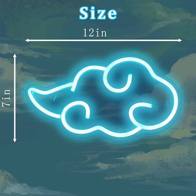 Anime Neon Sign, LED Blue Cloud Neon Signs for Wall Decor, Dimmable Gaming Neon Sign Wall Signs USB Night Neon Light for Bedroom Game Room Man Cave Party, Gifts for Your Son, Boyfriend(12x7in)
