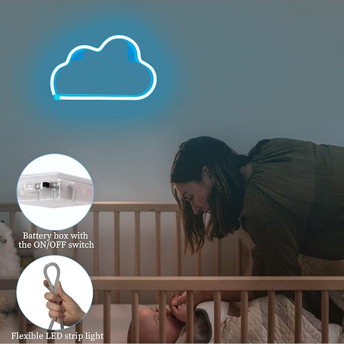 LED Cloud Neon Light for Wall Decor, Battery or USB Powered Sign Shaped Decoration Wall Lights for Bedroom Aesthetic Teen Girl Kid Room Christmas Birthday Wedding Party