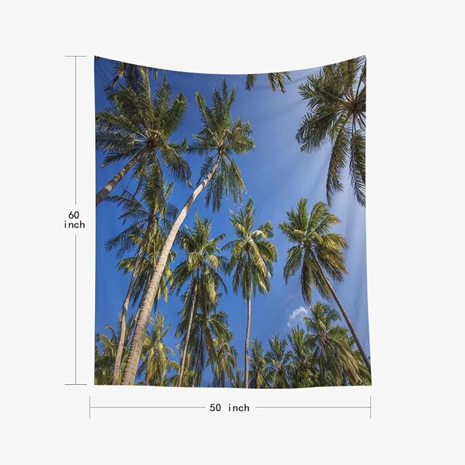 EMMTEEY Tree Tapestry Wall Decor Vertical 50X60 Inch-Coconut Palm Tree Tropical Summer Durable Wall Art for Living Room