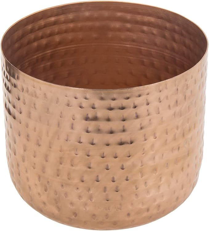 MyGift 6 Inch Copper Tone Metal Plant Pot with Hammered Design, Decorative Small Succulent Planter - Handcrafted in India