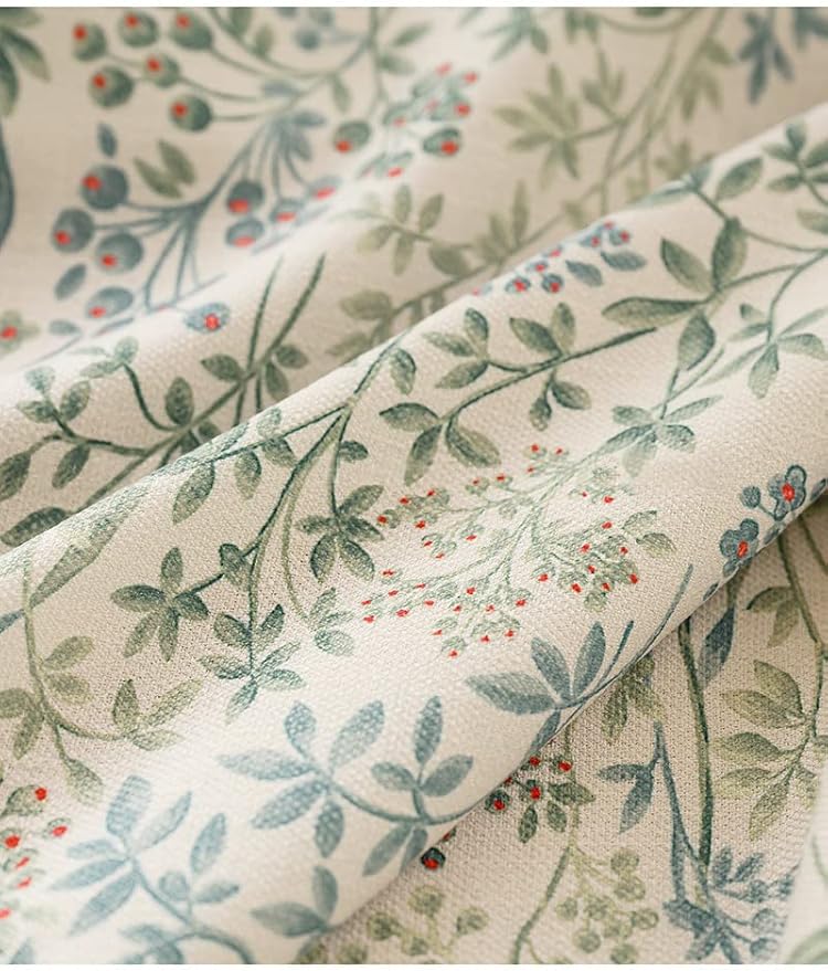 Floral Farmhouse Curtains Semi-Blackout Living Room Drapes 63 Inch Length Cotton Linen Blend Bohemian Window Curtain Panels White Bedroom Drapes, 1 Panel (Grommet, 72" W x 63" L)