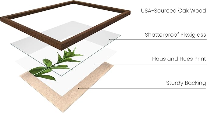 HAUS AND HUES Plant Wall Art - Set of 4 Plant Pictures Wall Art and Green Wall Art Collection, Botanical Prints, Sage Green Leaves Paintings For Wall, Minimalist Wall Art (Walnut Frame, 8x10)