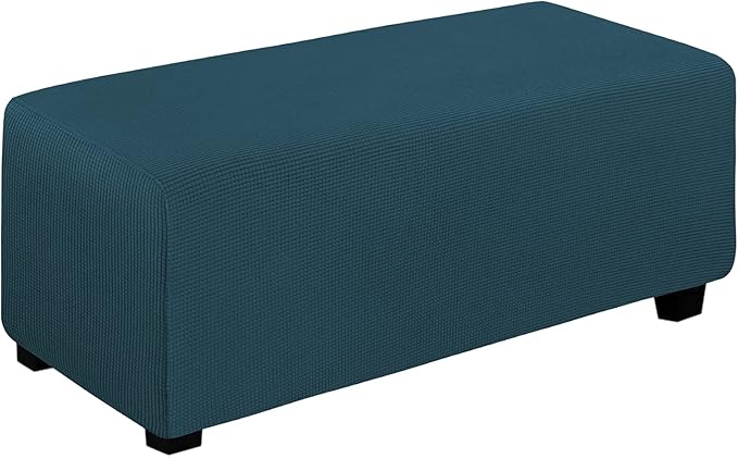 Easy-Going Stretch Ottoman Cover Folding Storage Stool Furniture Protector Soft Rectangle slipcover with Elastic Bottom(Ottoman X-Large,Deep Teal)