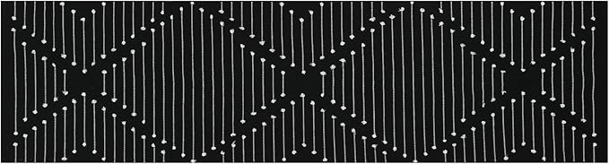LIVEBOX Black Runner Rug for Kitchen, 2'x8' Boho Washable Rug Runner for Hallway,Moroccan Cotton Long Entryway Area Rug Indoor Carpet for Bedroom Laundry Doorway Entry