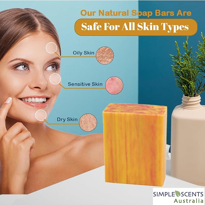 Peach Scented Natural Soap Bars (5 Bars), 3.5oz Moisturizing French Triple Milled Soap Bars Enriched with Shea Butter - Pure Plant Oil Bath & Body