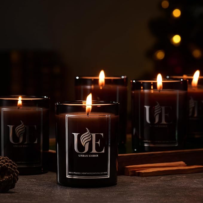 2 Pack Scented Aromatherapy Candles Gifts Set for Men -16 oz 110 Hour Long Lasting Candles for Home Scented - Oud & Vanilla/Wood & Leather