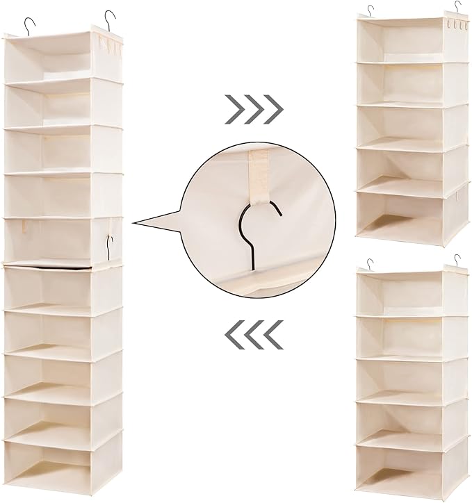 Hat Rack for Closet Organizer and Storage, Fedora Panama Trilby Cowboy Straw Hat Wide Brim Cap Holder, Hanging Organization 10 Shelves Easy to Install (Beige)