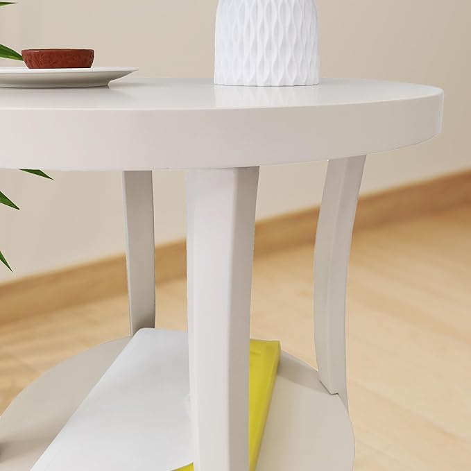 Roundhill Furniture Perth Contemporary Round End Table with Shelf