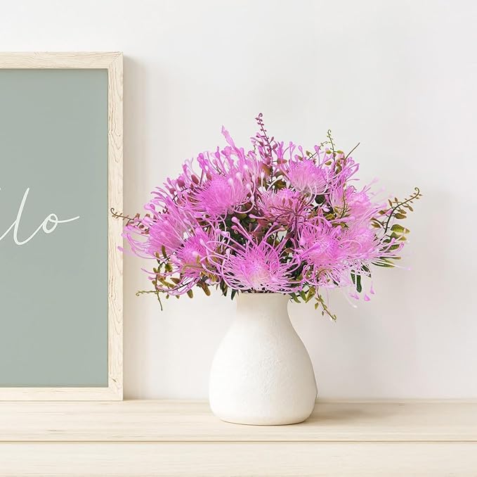 3pcs Fake Mums Plastic Flowers Hot Pink Flower Artificial Tropical Flowers Chrysanthemum Outdoor UV Resistant Plants Centerpieces for Table Home Bathroom Outdoor Decor