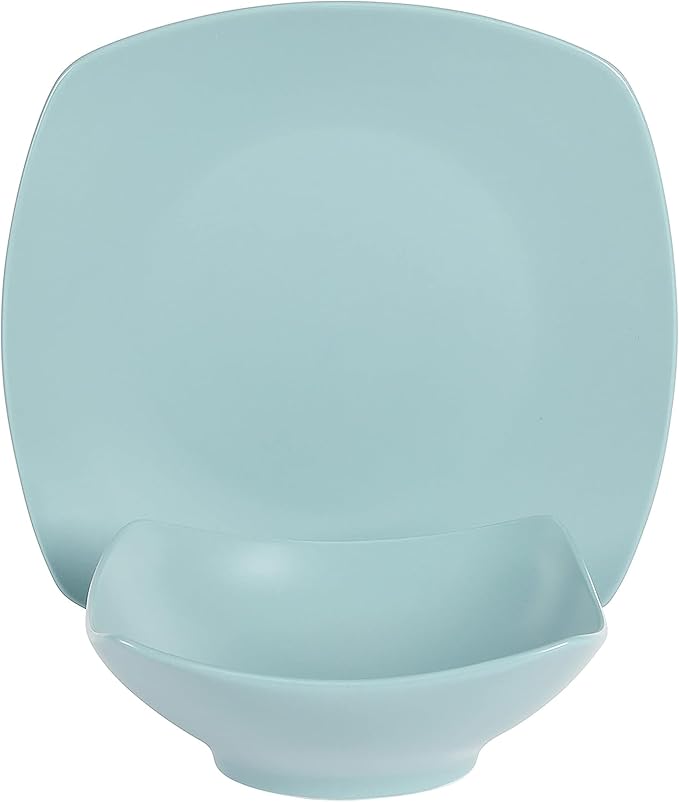 Gibson Home Zen Buffet Matte Porcelain Chip and Scratch Resistant Plates and Bowls Dinnerware Set - Blue, Service for 4 (8pcs)