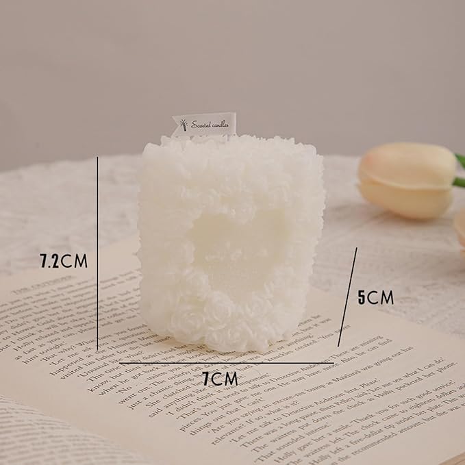 Rose Flower Clusters Aesthetic Scented Candle,Love Heart Handmade Soy Wax Aroma Decorative Candle for Table Photo Prop Valentine's Day Wedding Birthday Gift,Prefect for Meditation Stress (White)