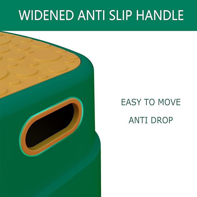 HOMKO 2 Step Stool for Kids Toddler Stool for Potty Training Kids Step Stool for Bathroom Kitchen Sink and Toilet Potty Training Anti-Slip Potty Stools, 3 in 1 Independent Stepping Stool, Green