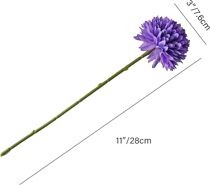 Mandy's Purple Artificial Ball Chrysanthemum 12 Stems Faux Flowers with Bendable Stems for DIY Wedding Centerpiece Fall Decor Home Arrangements